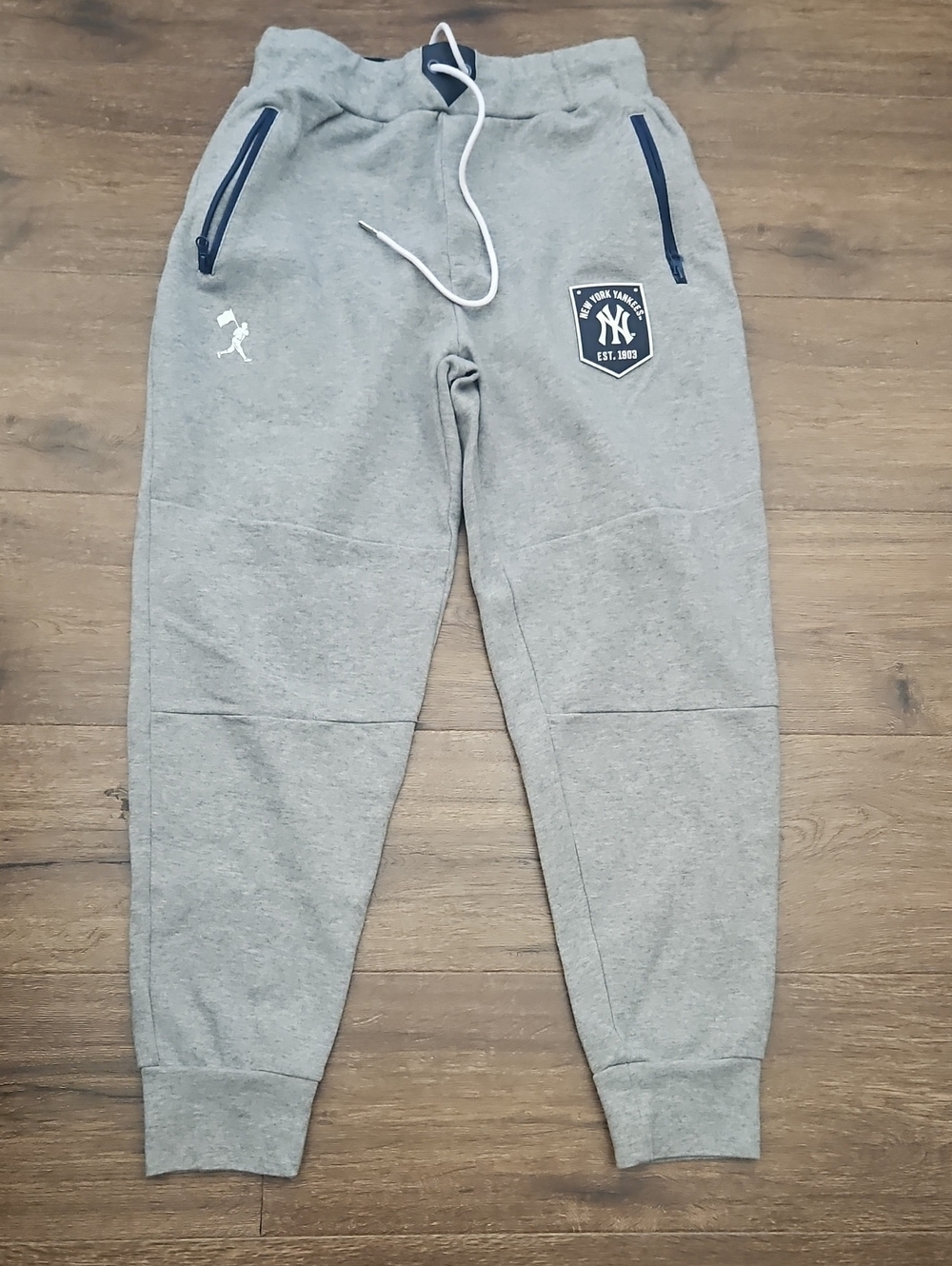 Mens Gray Jogger Sweatpants with Navy Accents